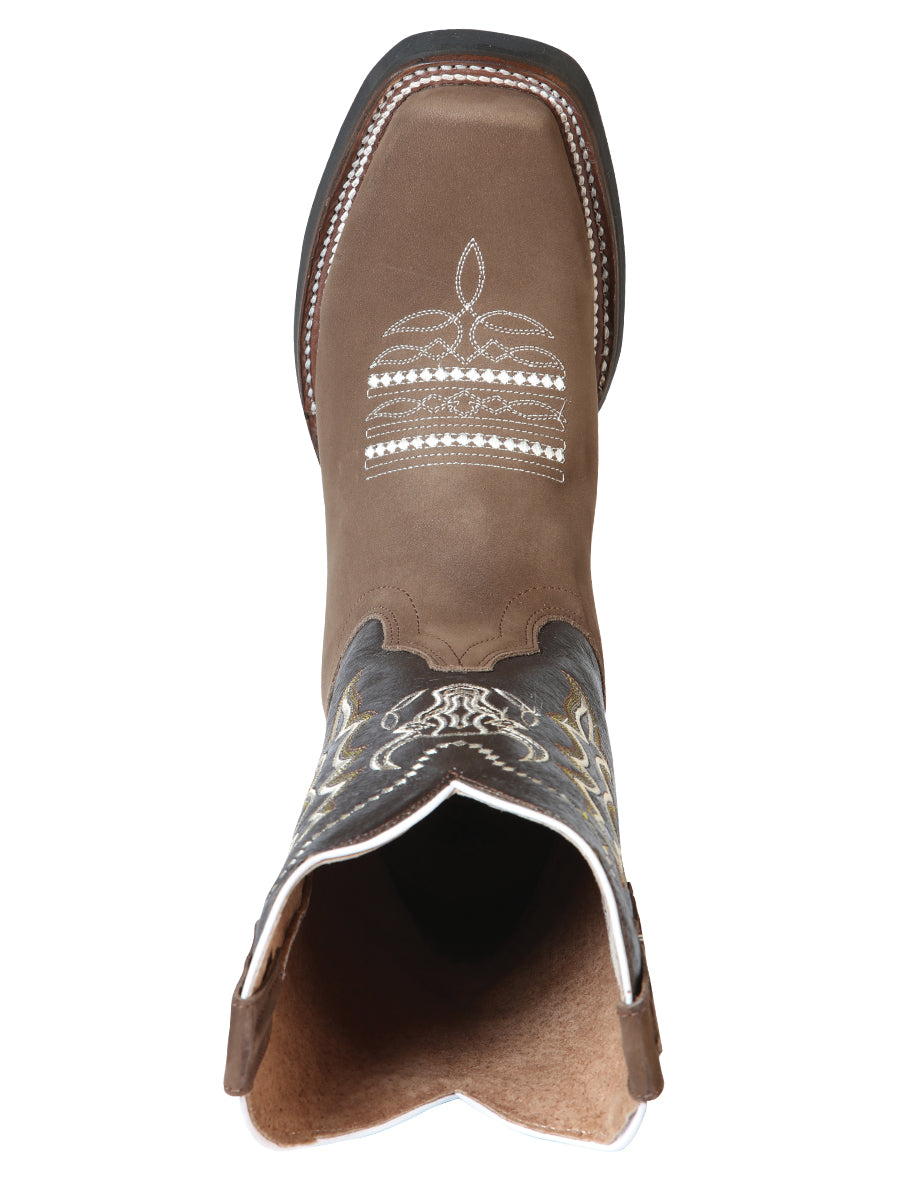 Bota Vaquera de Hombre El General Rodeo en Piel Nobuck Color Camel 51113
