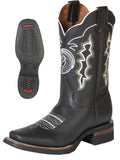 Bota Vaquera Rodeo Hombre El General Piel Crazy Bovino Chocolate - Modelo 51114