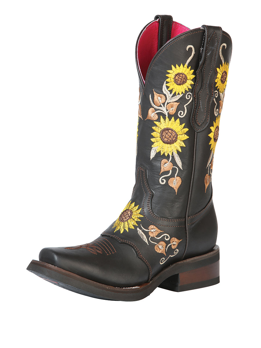 Bota Vaquera de Mujer El General Rodeo en Piel Nobuck Color Café 51149