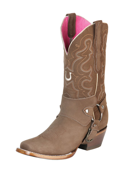 Bota Vaquera Rodeo Mujer El General Piel Nobuck Bovino Camel - Modelo 51150