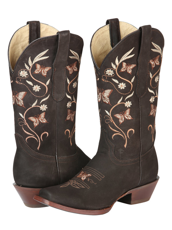 el General Dama Rodeo Botas - Nobuk Piel - Café 51227