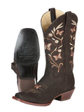 Bota Vaquera Rodeo Mujer El General Piel Nobuck Bovino Café - Modelo 51227