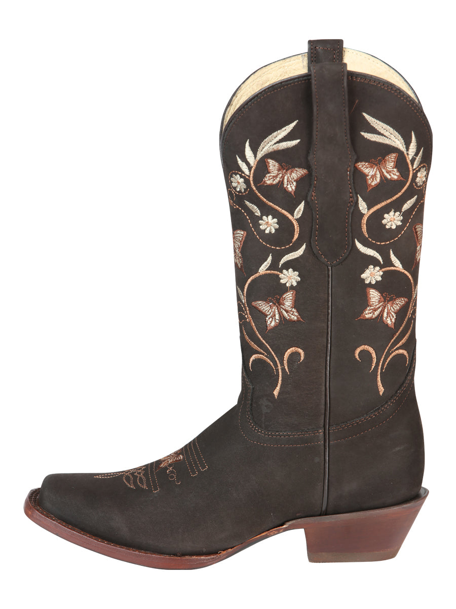 Bota Vaquera de Mujer El General Rodeo en Piel Nobuck Color Café 51227