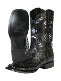 Bota Vaquera Rodeo Hombre El General Piel Bovino Grabado Avestruz Negro - Modelo 51240