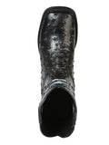 Bota Vaquera Rodeo Hombre El General Piel Bovino Grabado Avestruz Negro - Modelo 51240