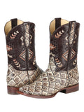 Bota Vaquera Rodeo Hombre El General Piel Bovino Grabado Monster Fish Desierto - Modelo 51244