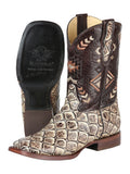 Bota Vaquera Rodeo Hombre El General Piel Bovino Grabado Monster Fish Desierto - Modelo 51244
