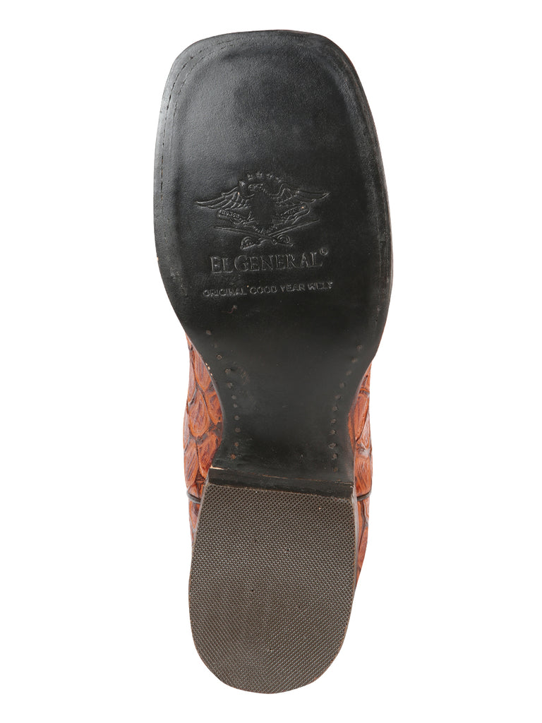 Bota Vaquera de Hombre El General Cab-imit-3-3 Rodeo en Piel Bovino Color Vino 51245