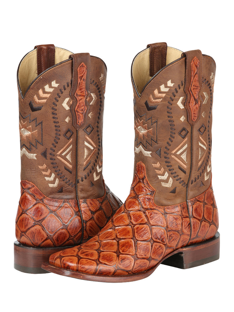 Bota Vaquera de Hombre El General Cab-imit-3-3 Rodeo en Piel Bovino Color Vino 51245