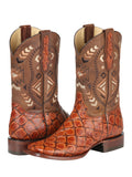 Bota Vaquera Rodeo Hombre El General Piel Bovino Grabado Monster Fish Shedron - Modelo 51245