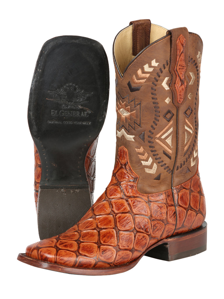 Bota Vaquera de Hombre El General Cab-imit-3-3 Rodeo en Piel Bovino Color Vino 51245