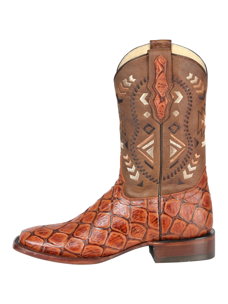 Bota Vaquera de Hombre El General Cab-imit-3-3 Rodeo en Piel Bovino Color Vino 51245
