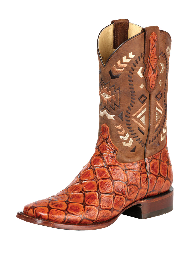 Bota Vaquera de Hombre El General Cab-imit-3-3 Rodeo en Piel Bovino Color Vino 51245