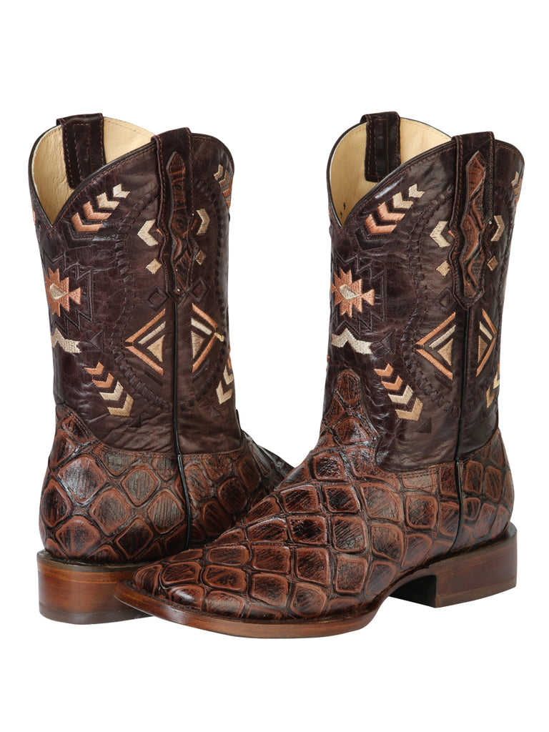 Bota Vaquera de Hombre El General Cab-imit-3-1 Rodeo en Piel Bovino Color Vino 51246