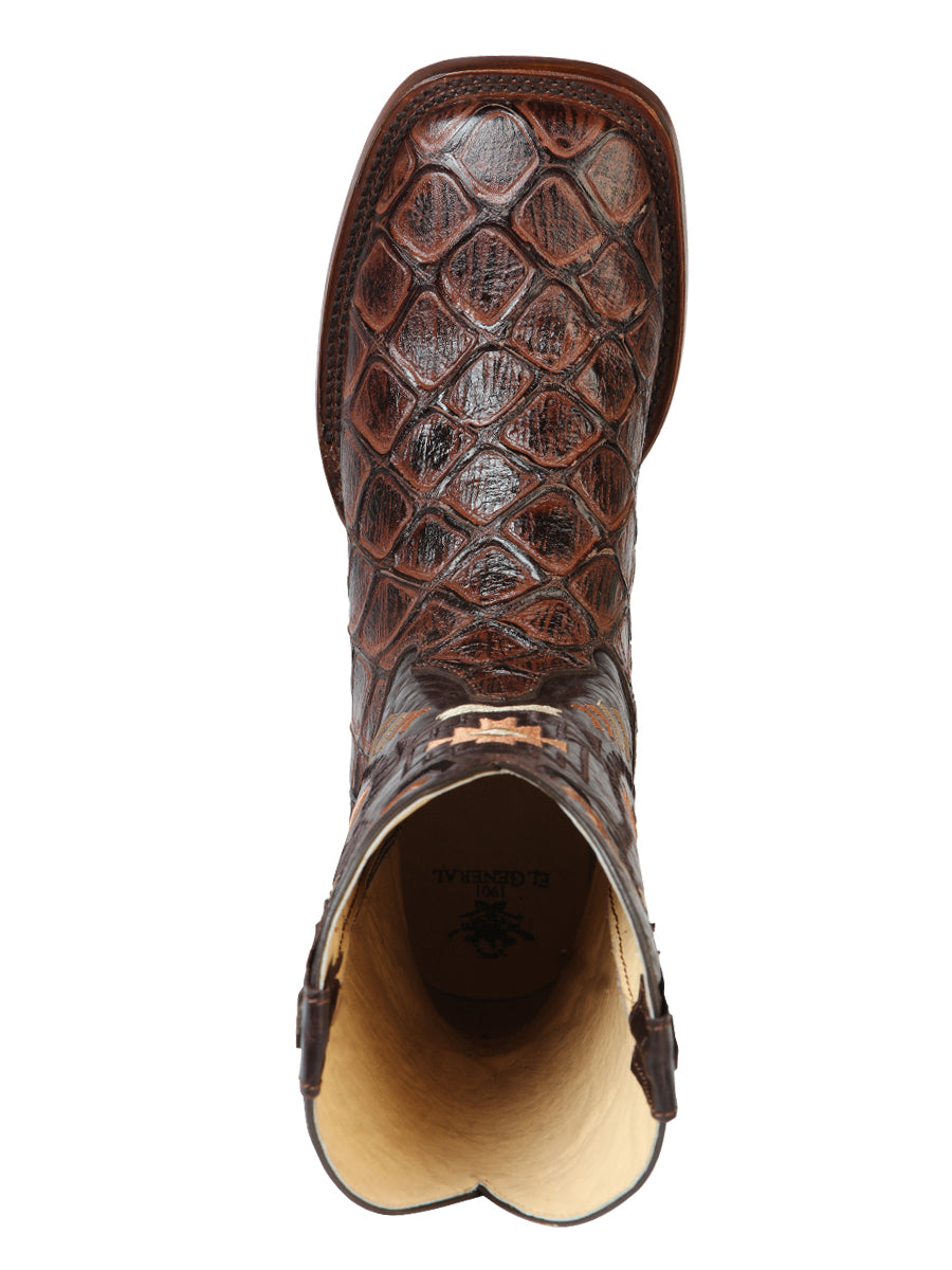 Bota Vaquera de Hombre El General Cab-imit-3-1 Rodeo en Piel Bovino Color Vino 51246