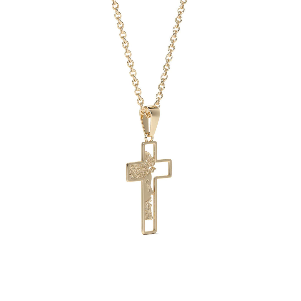 Dije de Cruz de Oro 10K con Rostro de Cristo – Elegancia y Fe para Hombre