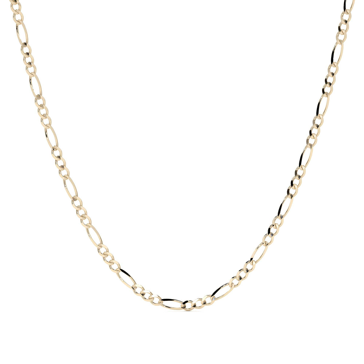 Cadena de Oro 14K Figaro 3x1, Collar de Oro Italiano 2.0mm con Broche de Argolla | Joyería Fina