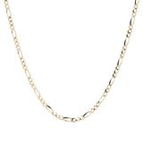 Cadena de Oro 10K Figaro 3x1 Hueca Unisex | Collar Italiano 2.0mm con Broche de Argolla | 40-60 cm