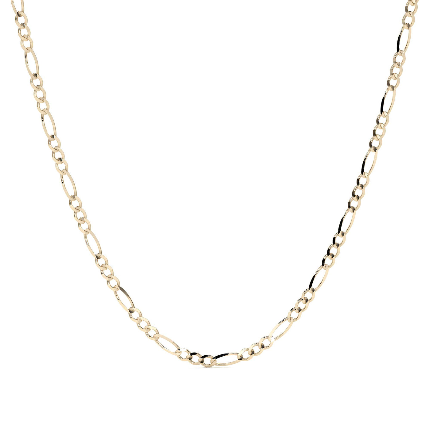 Cadena de Oro 14K Figaro 3x1, Collar de Oro Italiano 2.0mm con Broche de Argolla | Joyería Fina