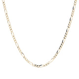 Cadena de Oro 10K 50cm Figaro 3x1, Collar de Oro Italiano 2.6mm con Broche de Argolla