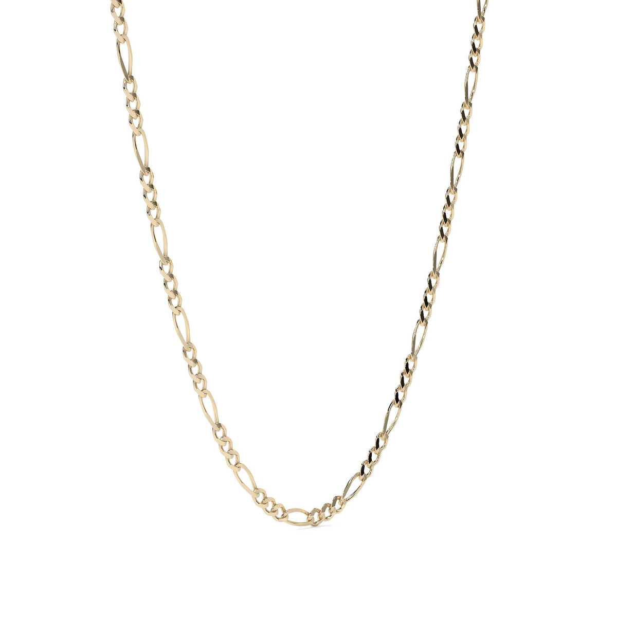 Cadena de Oro 14K Figaro 3x1, Collar de Oro Italiano 2.0mm con Broche de Argolla | Joyería Fina
