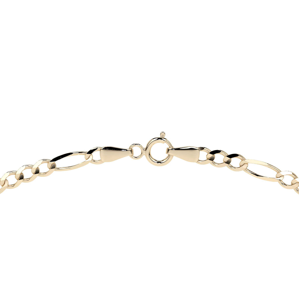 Cadena de Oro 14K Figaro 3x1, Collar de Oro Italiano 2.0mm con Broche de Argolla | Joyería Fina