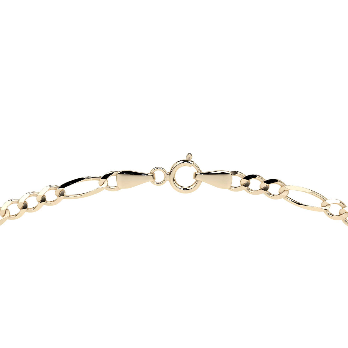 Cadena de Oro 10K Figaro 3x1 Hueca, Collar de Oro Italiano Ligero 2.6mm con Broche de Argolla