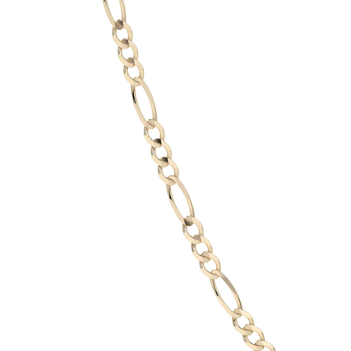 Cadena de Oro 10K 50cm Figaro 3x1, Collar de Oro Italiano 2.6mm con Broche de Argolla