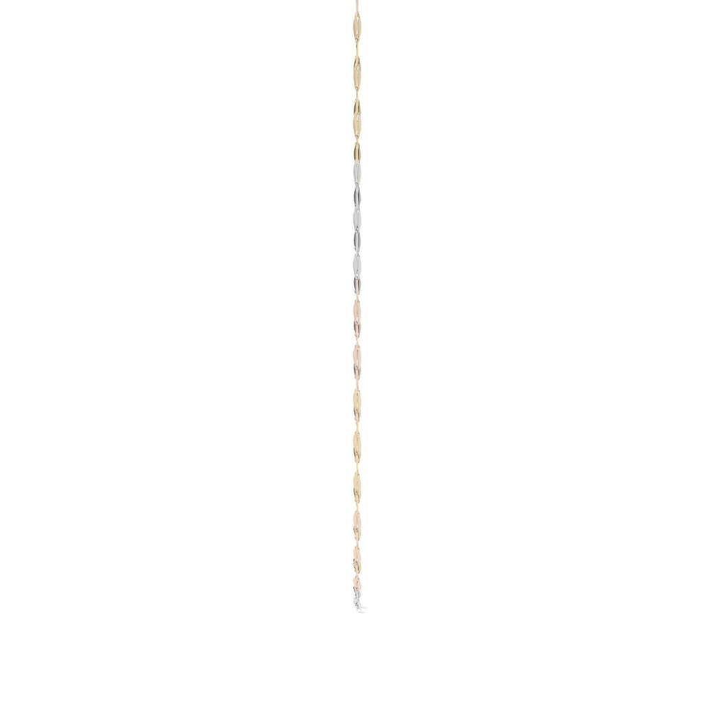 Cadena de Oro 14K Grano de Café Tricolor | Collar Italiano 1mm Oro Blanco, Amarillo y Rosa | 40 a 55 cm