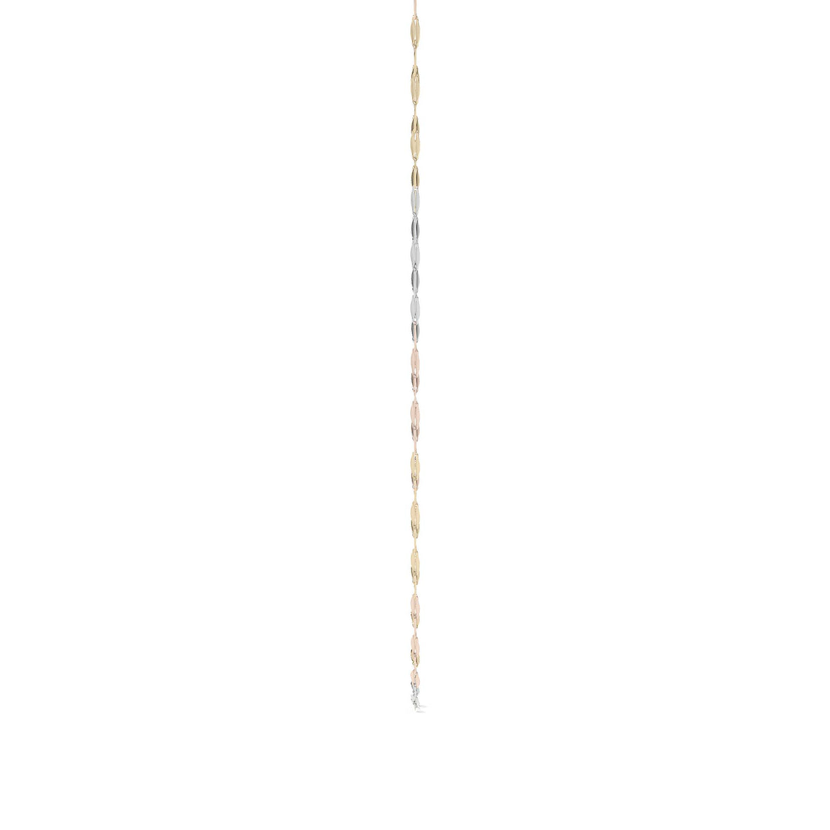 Cadena de Oro 14K Grano de Café Tricolor | Collar Italiano 1mm Oro Blanco, Amarillo y Rosa | 40 a 55 cm