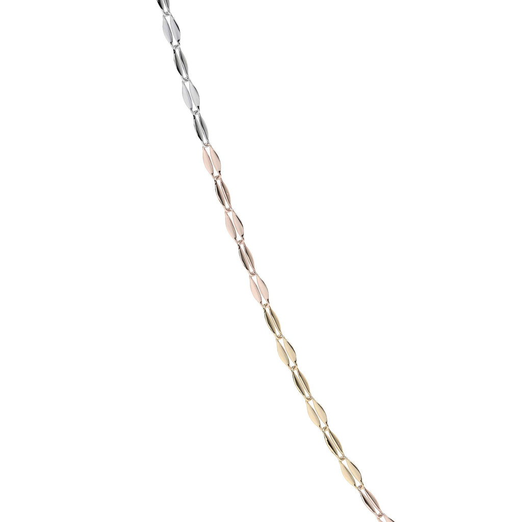 Cadena de Oro 14K Grano de Café Tricolor | Collar Italiano 1mm Oro Blanco, Amarillo y Rosa | 40 a 55 cm