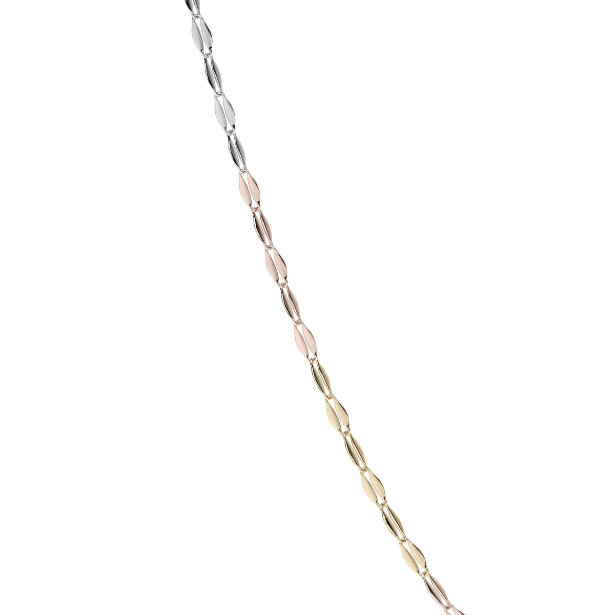 Cadena de Oro 14K Grano de Café Tricolor | Collar Italiano 1mm Oro Blanco, Amarillo y Rosa | 40 a 55 cm