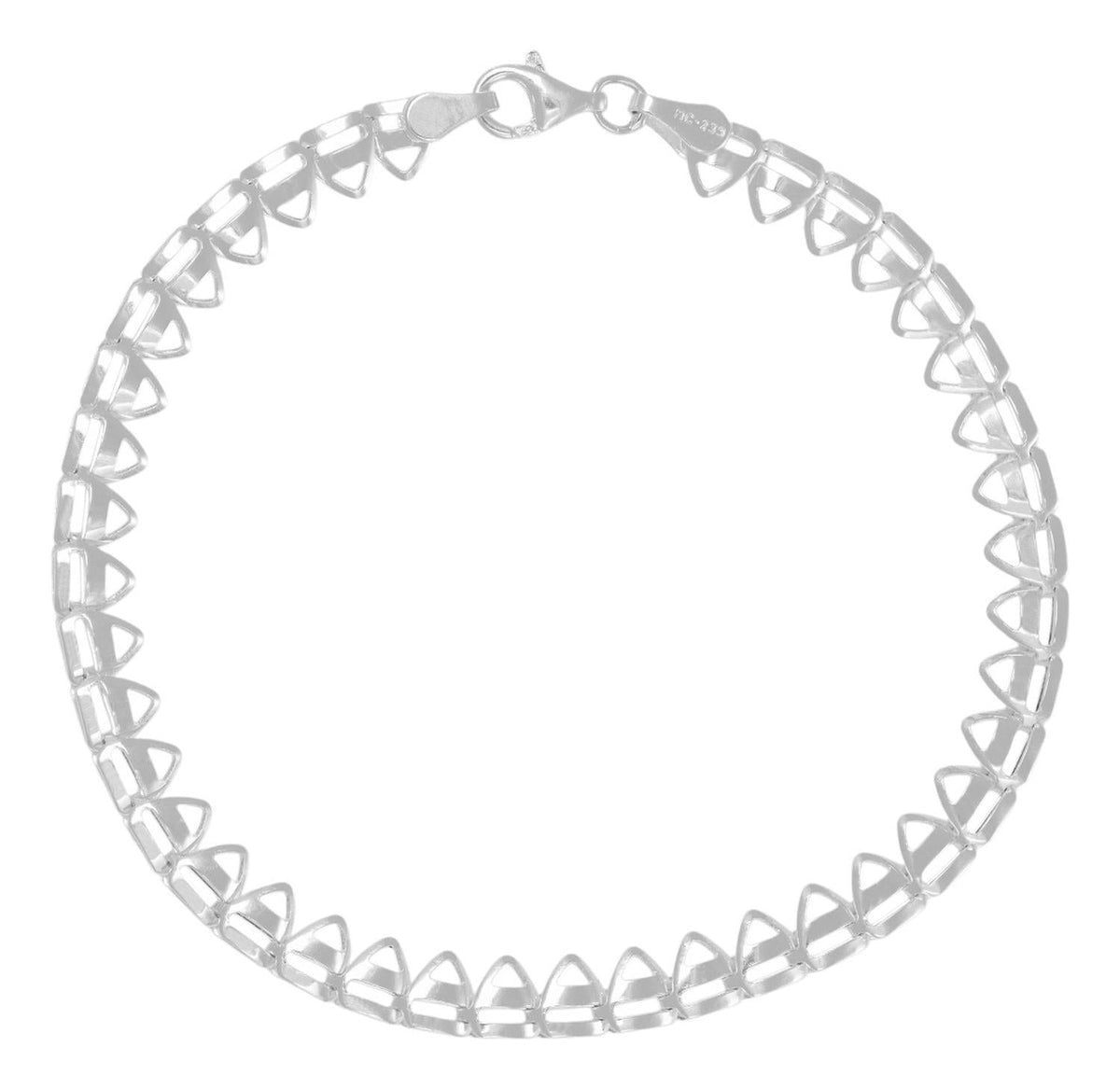 Pulsera De Plata 925 Armado A Mano De Triangulo 18cm De .8mm