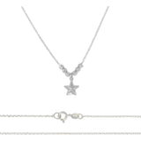Collar De Estrella De Plata 925 Con Bola Diamantada De 45 Cm