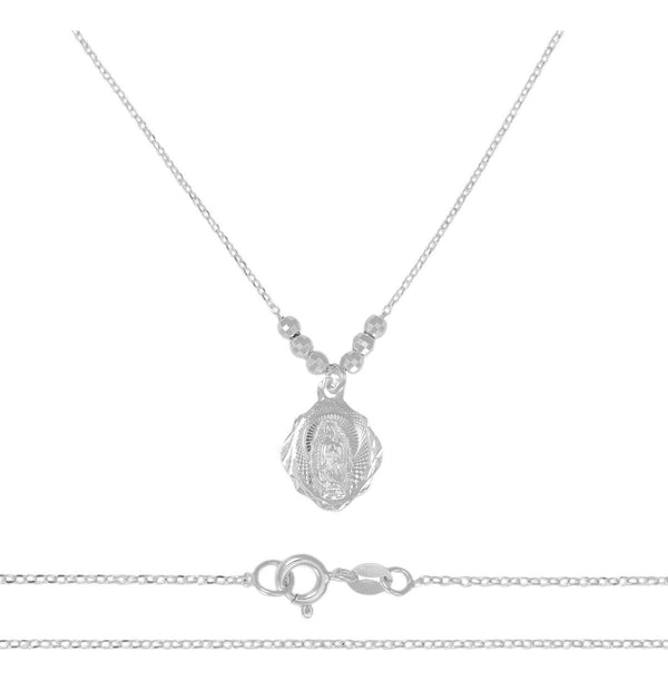 Collar De La Virgen De Plata 925 Con Bola Facetada De 45cm