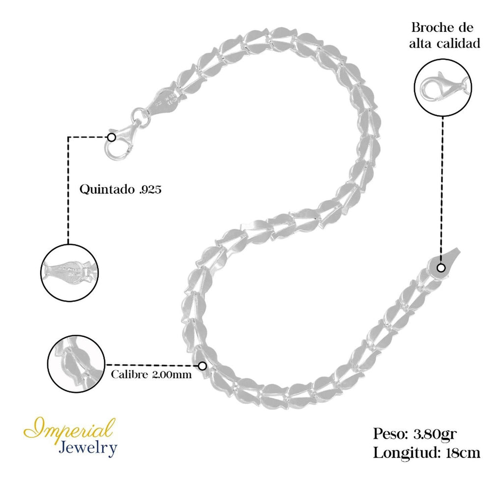 Pulsera De Plata 925 Armado A Mano De Flor De 18 Cm De 2mm