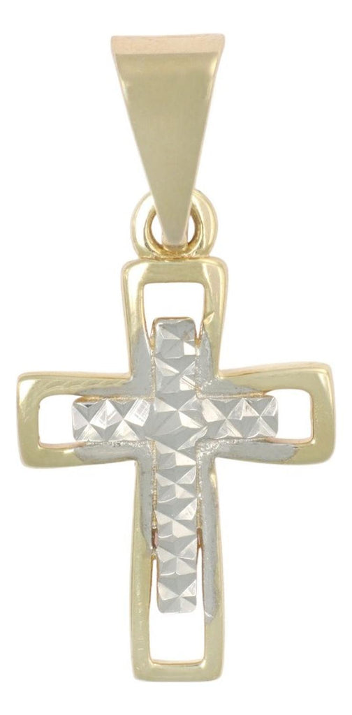 Dije En Figura De Cruz Diamantada En Oro 10k 0.8 Grm