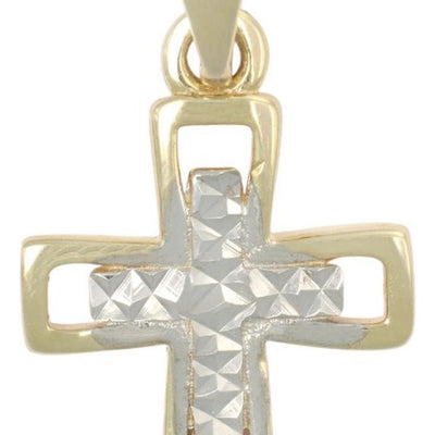 Dije En Figura De Cruz Diamantada En Oro 10k 0.8 Grm