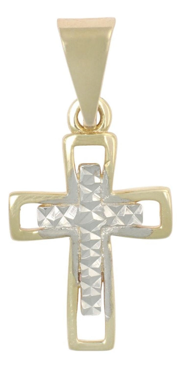 Dije En Figura De Cruz Diamantada En Oro 10k 0.8 Grm