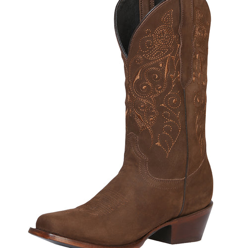 Bota Vaquera de Mujer El General Rodeo en Piel Bovino Nobuck Color Camel 122488