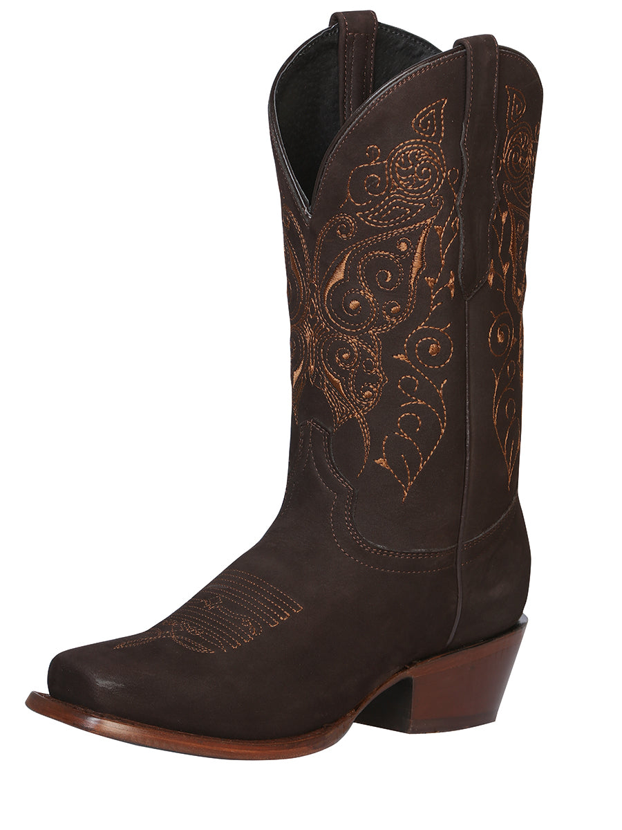 Bota Vaquera Rodeo Mujer El General Edición Limitada Piel Nobuck Bovino Café - Modelo 122489