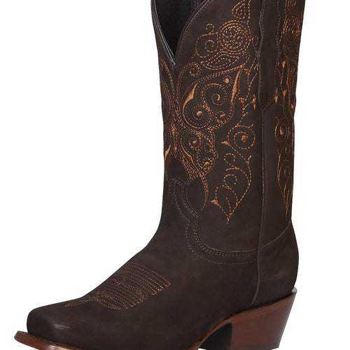 Bota Vaquera de Mujer El General Rodeo en Piel Bovino Nobuck Color Café 122489