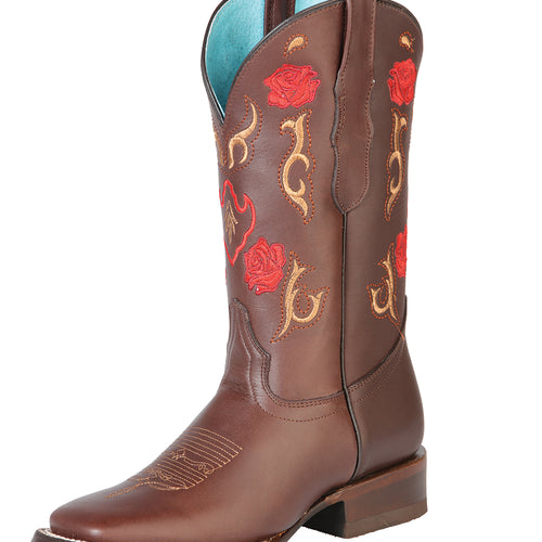 Bota Vaquera de Mujer El General Rodeo en Piel Bovino Crazy Color Chocolate 125370