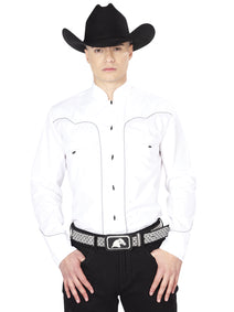 Blanco Charro Manga Larga Camisa 125389