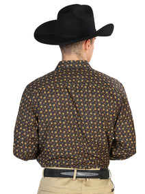 Negro y Café Casual Manga Larga Vaquero Vaquero Camisa 126262