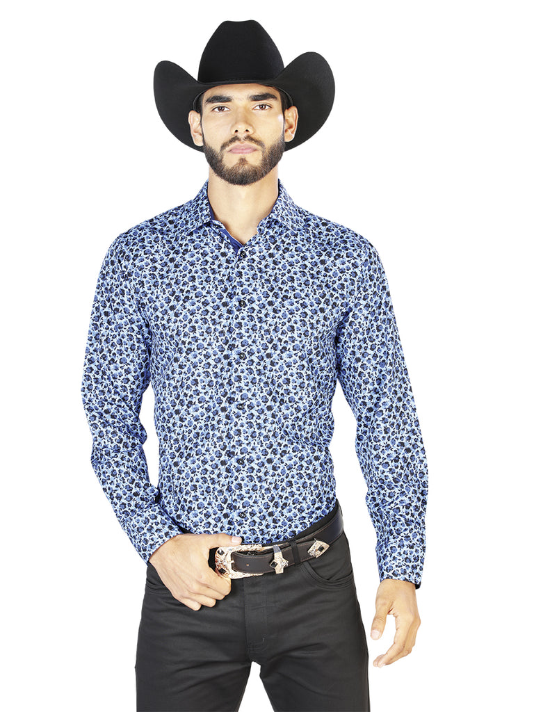 Camisa Vaquera de Hombre Centenario Manga Larga Casual en 95% Poliéster 5% Spandex Color Azul Claro 126266