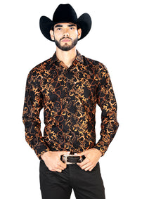 Camisa Casual L/ Manga Centenario Melocotón 95% Poliester 5% Spandex Negro 126268