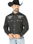 el General Bordado Vaquero Camisa Negro/blanco 126682