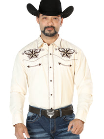 el General Bordado Vaquero Camisa Beige/negro 126684