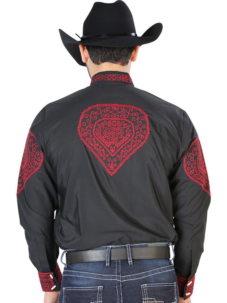 Camisa Vaquera de Hombre El Señor de los Cielos NO.9 Manga Larga Bordada en 65% Poliéster 35% Algodón Color Negro 126687